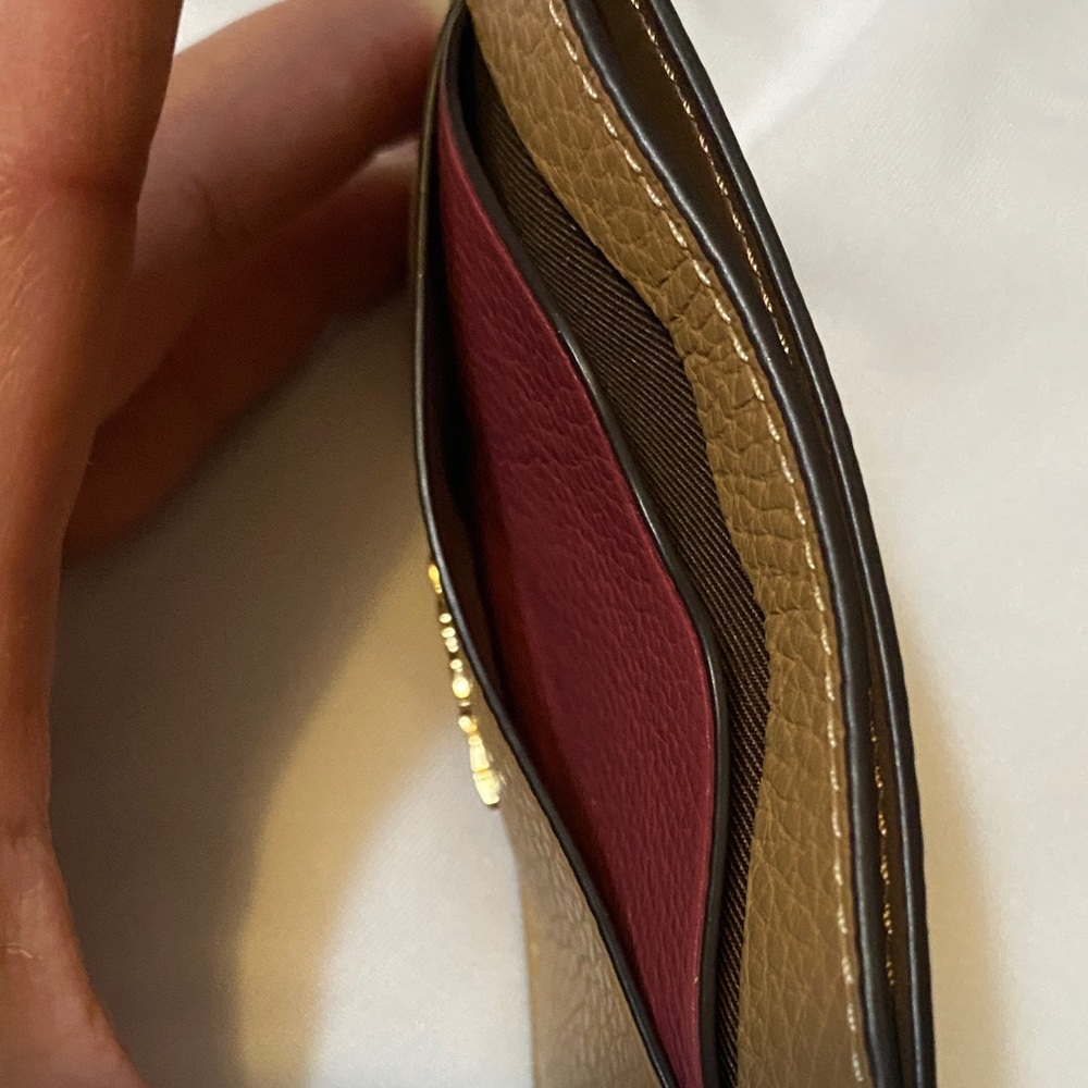 Coach Tan and Red Leather Card Holder - Picture 4 of 4
